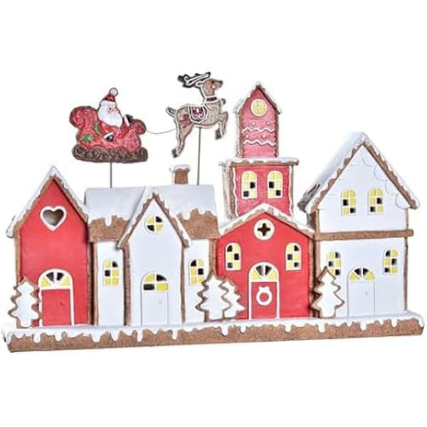 Juldekoration - DKD Heminredning - Standard - Vit och Röd - Harts - 41x7,5x27 cm