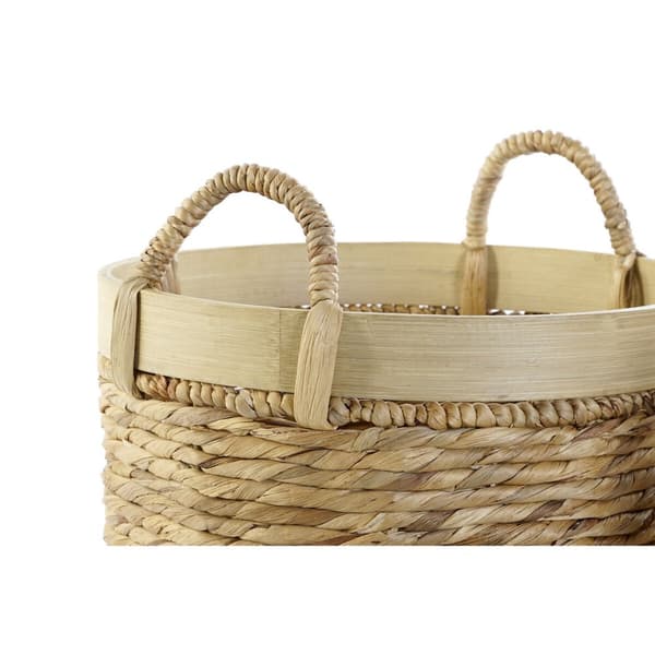 Korisetti DKD Home Decor Bambu Trooppinen Vihvilät (35 x 35 x 30,5 cm) (3 Kappaletta)