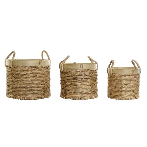 Korg - set DKD Home Decor Bambu Tropiskt Rusar (35 x 35 x 30,5 cm) (3 Delar)