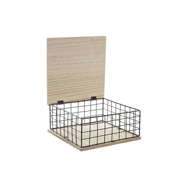 Dekorationslåda DKD Home Decor Svart Naturell Metall Trä MDF