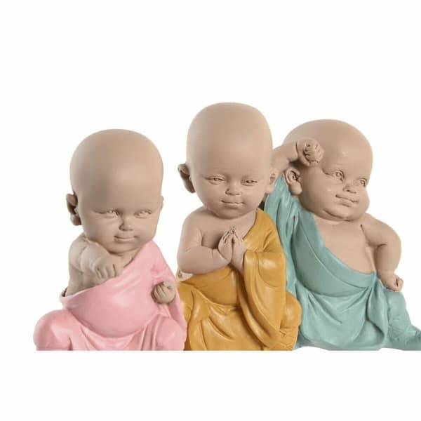 Koristehahmo DKD Home Decor Sininen Pinkki Keltainen Hartsi Munkki (8 x 5,5 x 12,7 cm) (3 osaa)