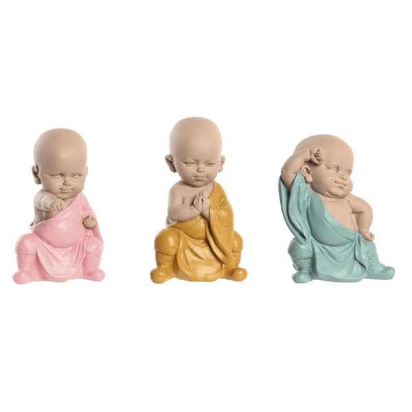Koristehahmo DKD Home Decor Sininen Pinkki Keltainen Hartsi Munkki (8 x 5,5 x 12,7 cm) (3 osaa)