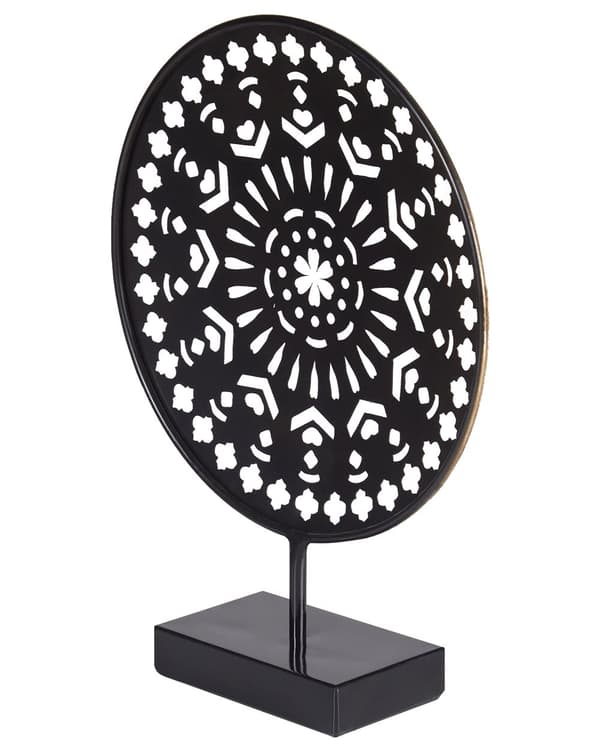 Dekorativ figur guld metal jern 25 cm statue på stativ håndlavet rund form dekorationstilbehør