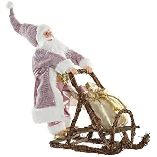 Juldekoration - DKD Heminredning - Rosa och guld - Polyester och trä - 42x25x48 cm