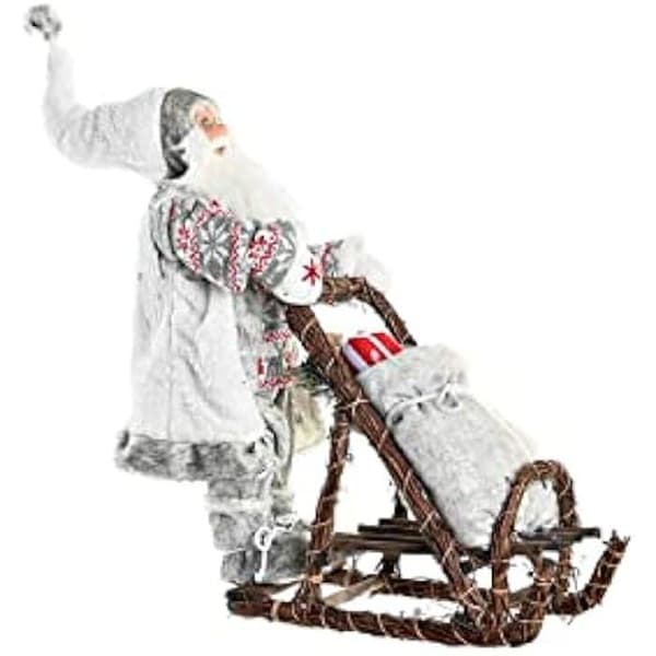 Juldekoration - DKD Heminredning - Standard - Grå - Polyester och trä - 42x22x48 cm