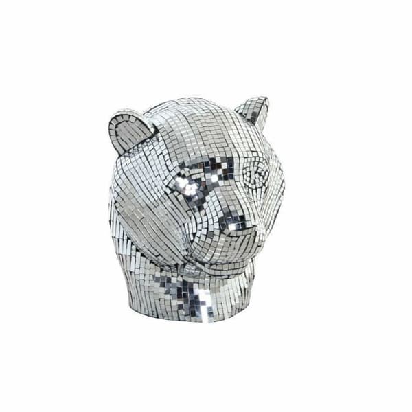 dekorativ statyett silverleopardharts (31 x 27 x 32 cm)