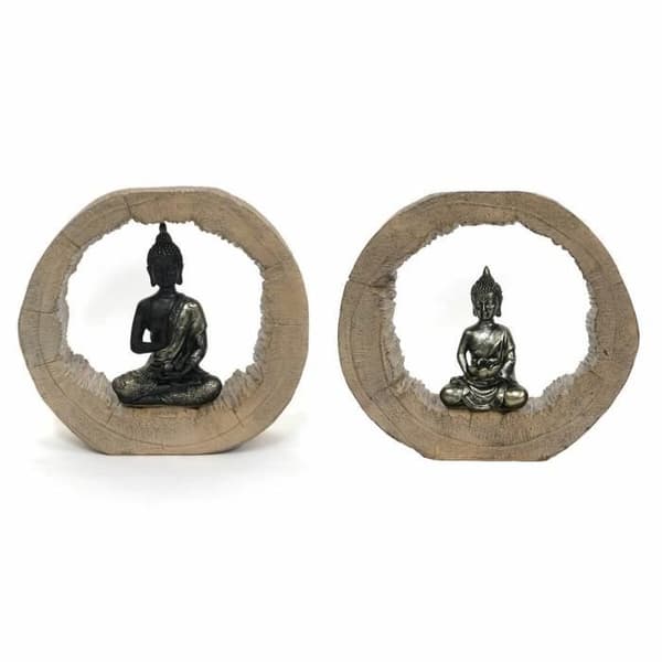 dekorativ figur 20,5 x 6 x 18,5 cm naturlig svart buda (2 enheter)