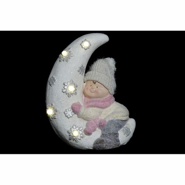 Koristehahmo DKD Home Decor Valkoinen Pinkki kuu 31 x 20 x 43 cm (2 osaa)
