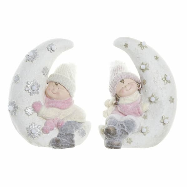 Dekorativ figur DKD Home Decor Hvid Pink Måne 31 x 20 x 43 cm (2 enheder)