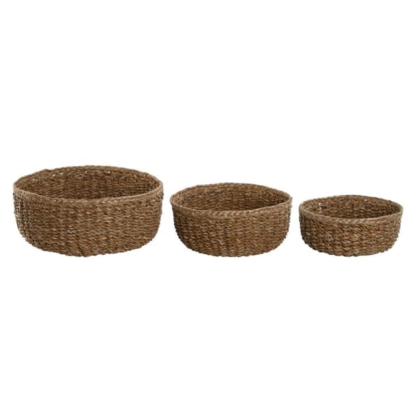 Kurvesæt Home ESPRIT Natur Naturlig fiber Boho 30 x 30 x 13 cm (3 Dele)