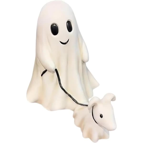 Ghost Walking Dog Statue, Elegant Wicker Material, Perfekt til Indendørs og Udendørs Dekoration,9.84-Medium Classic