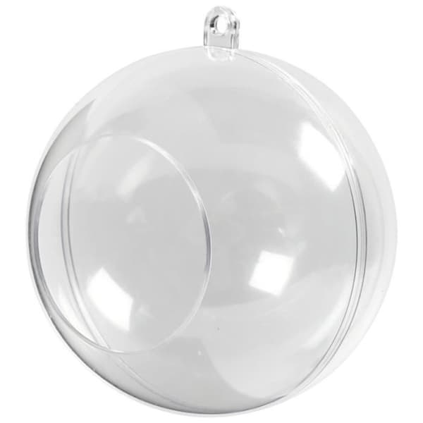 Öppen plastkula i transparent - 8 cm - 5 st