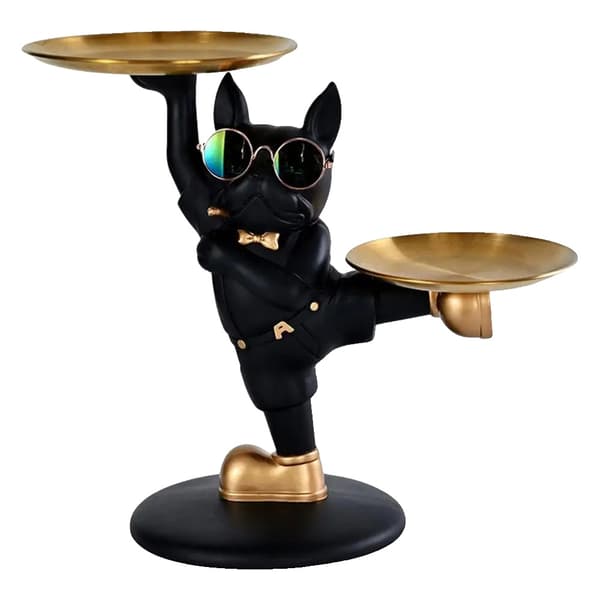 Bulldog Figur, Charmerende Dekor, Funktionelle Bakker,Sort