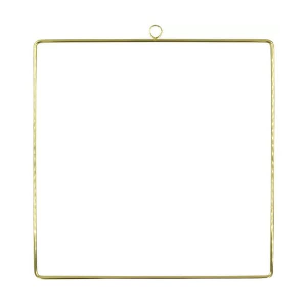 Dekorativt objekt - Metall - Guld fyrkantig ring - 25 x 25 cm - Minimalistisk design - Upphängningsring