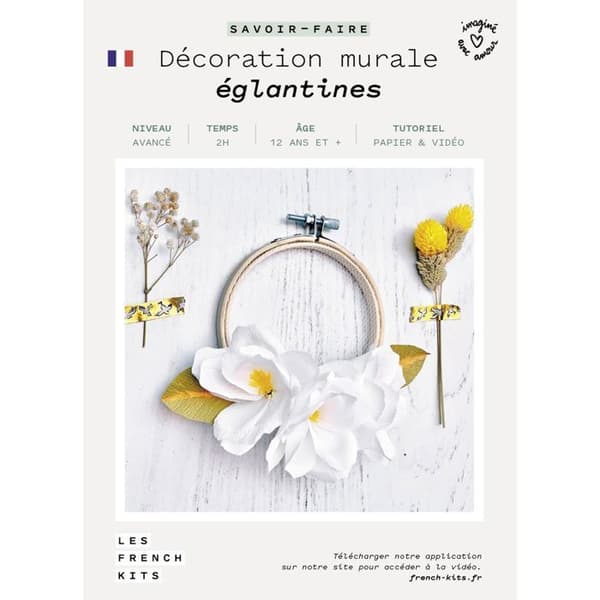 Kit DIY Pappersblommor - Franska Kit - Nyponrosor - Vit - Inomhusdekoration - Blandat
