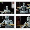 Miniatyrbild 2 av 4: INN Ornament 16,5x15x8cm grön sandsten Sun Wukong mytologisk gud svart Buddha apa skrivbordsprydnad landskap små dekorativa föremål