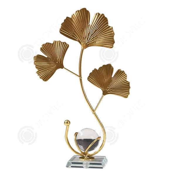 INN Ornaments 25,5x16x6cm metallblad kristallkula skrivbordsdekoration för hem och vardagsrum små dekorativa föremål