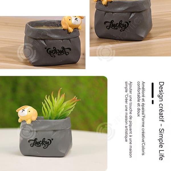 INN Ornaments 8,5x7,5x7cm keramisk pennhållare med djurmotiv för att dekorera blomkrukor små prydnadsföremål