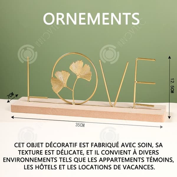 INN Ornaments 35x12,5x7,2cm ljus lyx guld ginkgo biloba alfabet prydnad hem vardagsrum dekoration små dekorativa föremål