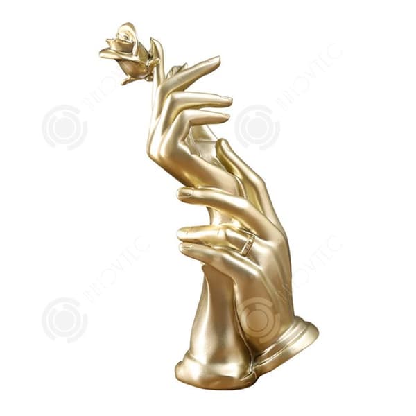 INN Ornaments 27,5x15,5x9,5cm harts rosformad prydnad handgjord vardagsrumsdekoration kontorshantverk guld små dekorativa föremål