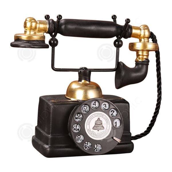 INN Ornaments 15,5x18x9cm vintage telefonprydnad vardagsrum dekoration skjuttillbehör svarta små dekorativa föremål
