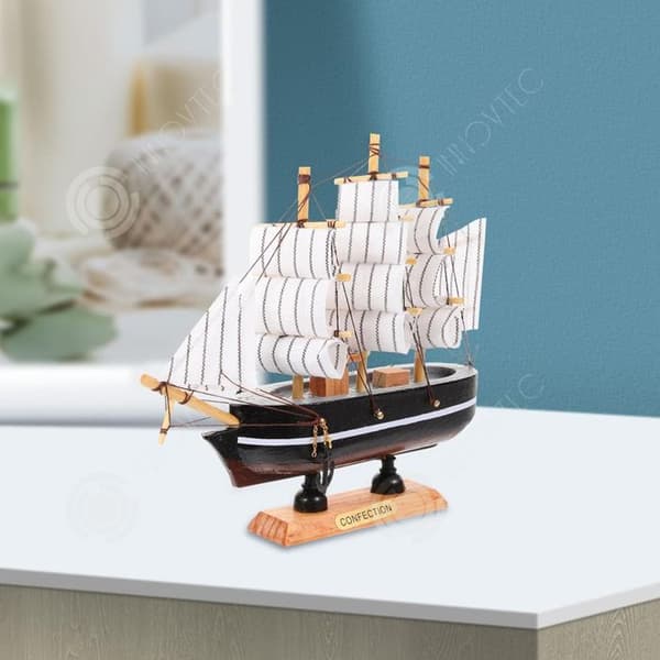 INN Ornaments 3,5x16x14cm ornament av medelhavssegelbåtar simulering av montrar av små träbåtar små dekorativa föremål