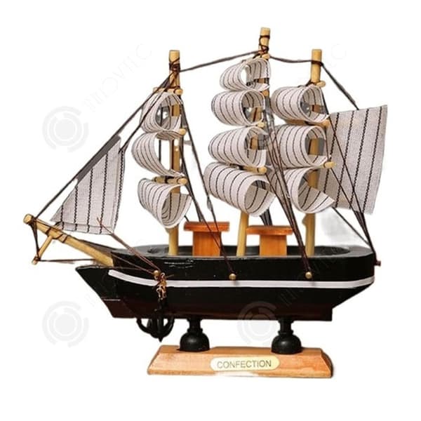 INN Ornaments 3,5x16x14cm ornament av medelhavssegelbåtar simulering av montrar av små träbåtar små dekorativa föremål