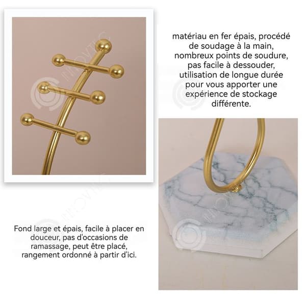 INN Ornaments 26x9cm Enkla järnsmycken Organizer Halsband Armband Örhängen Ornament Guld Små dekorativa föremål