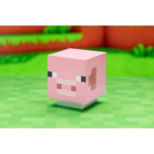 PALADONE - Minecraft grisbordslampa - 11x12x11 cm - Rosa Rosa