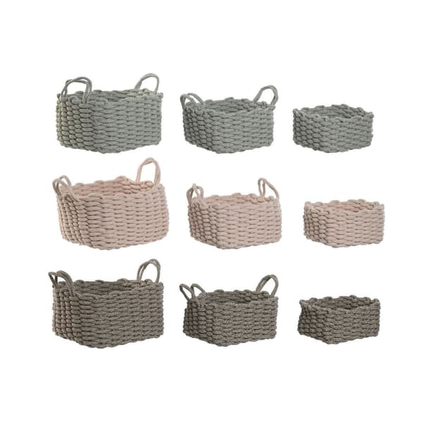 Korg - set Home ESPRIT Grön Beige Rosa Snöre (3 Delar) (3 antal)