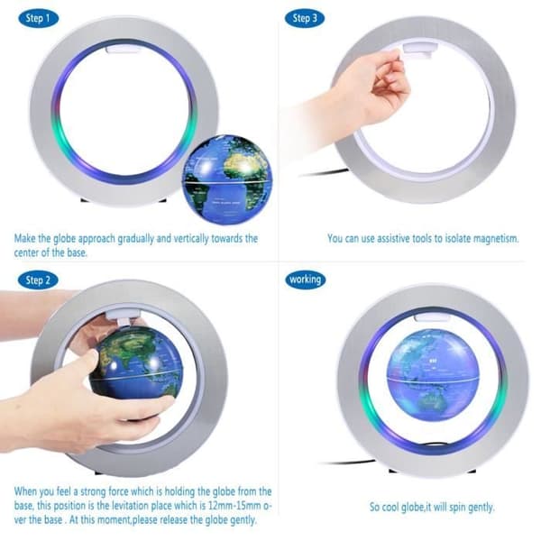 TD® Magnetic Levitation Globe 4 tums färgade lampor dekorativa ornament
