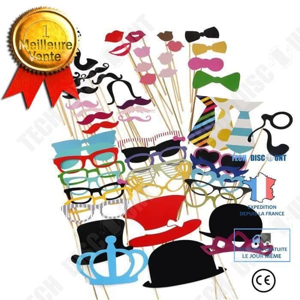 TD® Paper Party Prop Kit Skägg Fickglasögon Fotomasker Rolig festdekoration 60-delat set Julfest