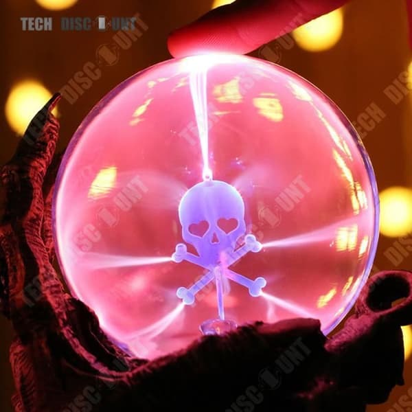 TD® Skalle och hand Dekorativ lampa Statuseffekt Blixtstatiskt ljus Halloween Röd jonboll