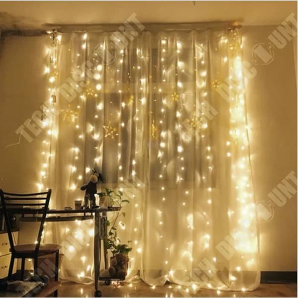 TD® MEIHE LED Strängljus Julfest Gardinljus Dekoration Varmvit EU-kontakt 220V (3*3m)