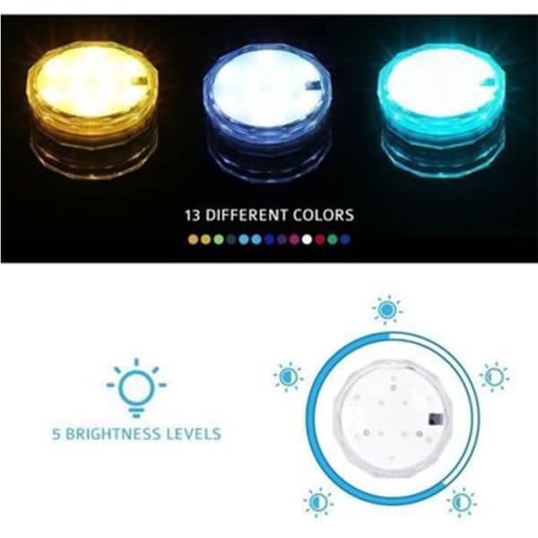 TD® julklappar 2 stycken nedsänkbar LED-lampa med fjärrkontroll för damm, akvarium, vasbotten RGB energiklass