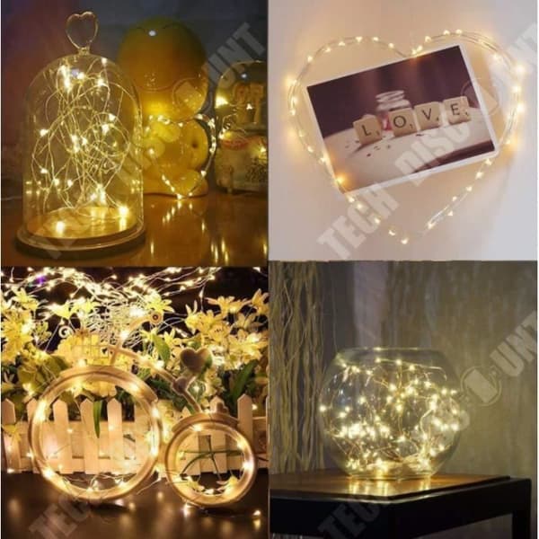 TD®-paket med 4 LED-slingor, vattentät batteridriven 100 lysdioder 10M, för bröllop Home Garden Christmas, (Rosa)