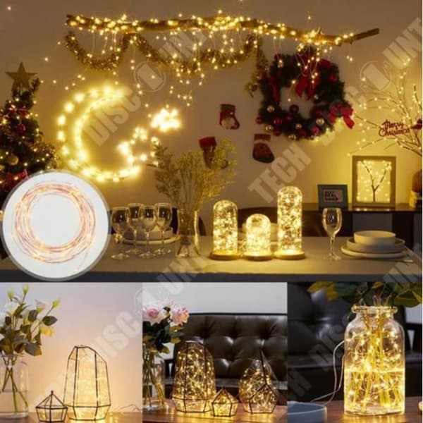 TD®-paket med 4 LED-slingor, vattentät batteridriven 100 lysdioder 10M, för bröllop Home Garden Christmas, (Rosa)