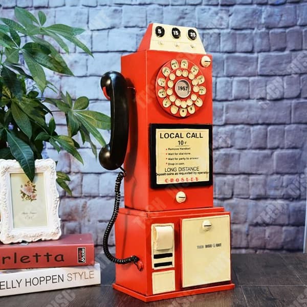 TD® vintage telefonkiosk dekoration retro deco billig modell hus sovrum tjej industriell inredning realistisk original