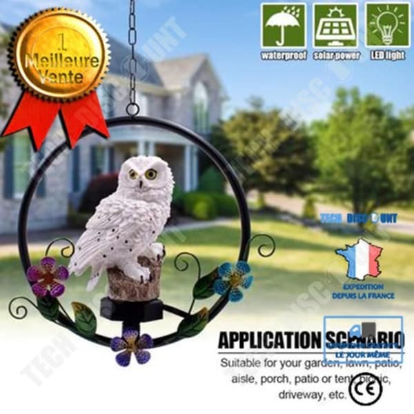 TD® Resin Solar Owl Smidesjärn Wind Chime Ljus Trädgårdsdekoration Julklapp