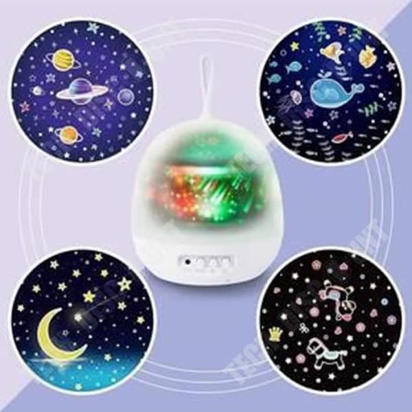 TD® Nattlampa för barn Projektorprojektionslampa 4 i 1 Baby Star Lamp Ocean Starry Night Roterande Romantisk Natt Vit