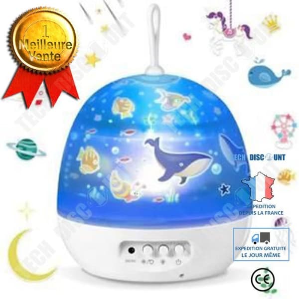 TD® Nattlampa för barn Projektorprojektionslampa 4 i 1 Baby Star Lamp Ocean Starry Night Roterande Romantisk Natt Vit