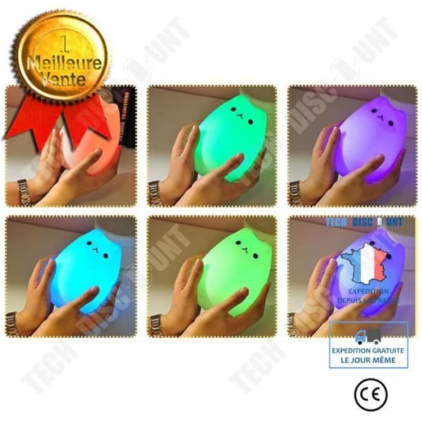 TD® LED nattlampa för barn Uppladdningsbar 8 färger silikonlampa Barnkammare Babymjuk silikon Styrbar av To