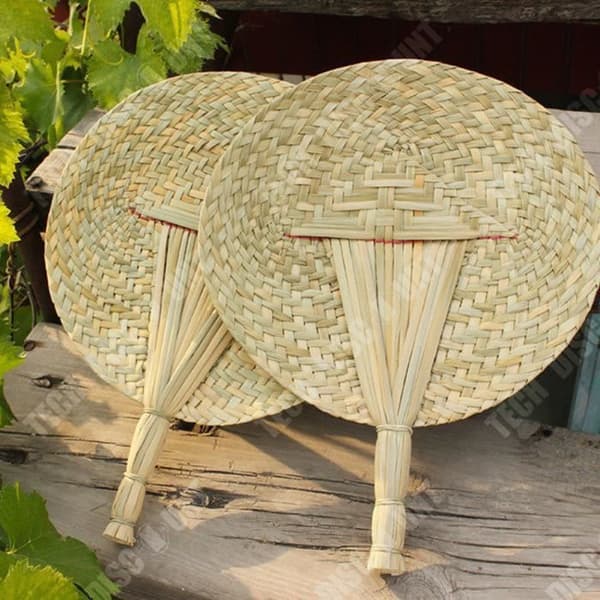 TD® Enkel handvävd cattail fläkt Sommar cattail fläkt Banan fläkt Rund fläkt Palace fläkt