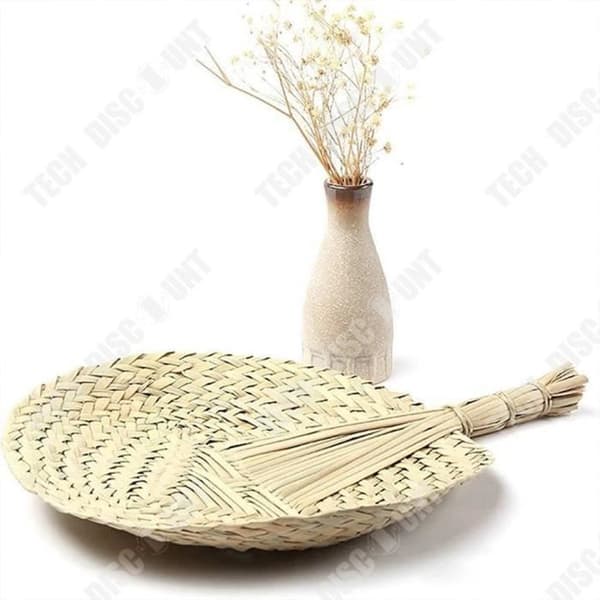 TD® Enkel handvävd cattail fläkt Sommar cattail fläkt Banan fläkt Rund fläkt Palace fläkt