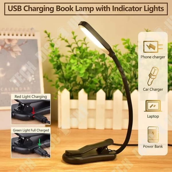 TD® 2PCS Skrivbordsläsboklampa 7 LED kallt och varmt vitt ljus, flexibel uppladdningsbar nattlampa vid sängen