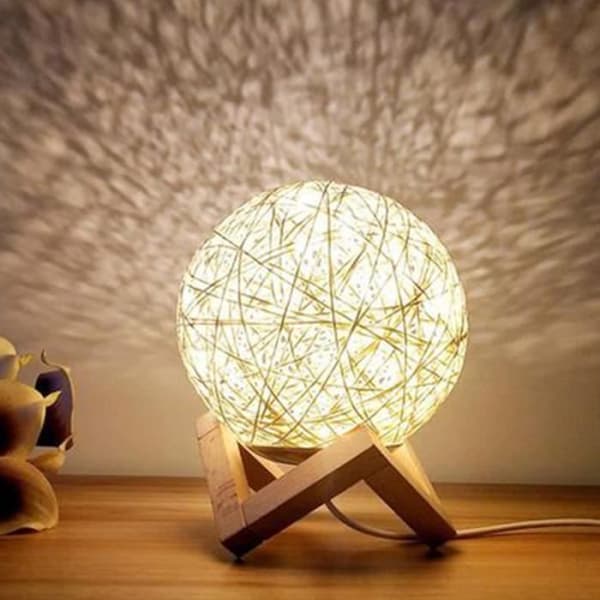 TD® Creative Rattan Sänglampa USB Justerbar för Hem Vardagsrum Sovrum Beige Julklapp