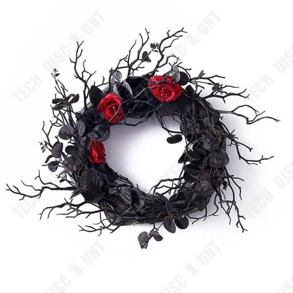 TD® Halloween Deadwood Krans Ytterdiameter 45 cm Konstgjord ros Vägghängande Dekorativ Dörr Girlang Hängande