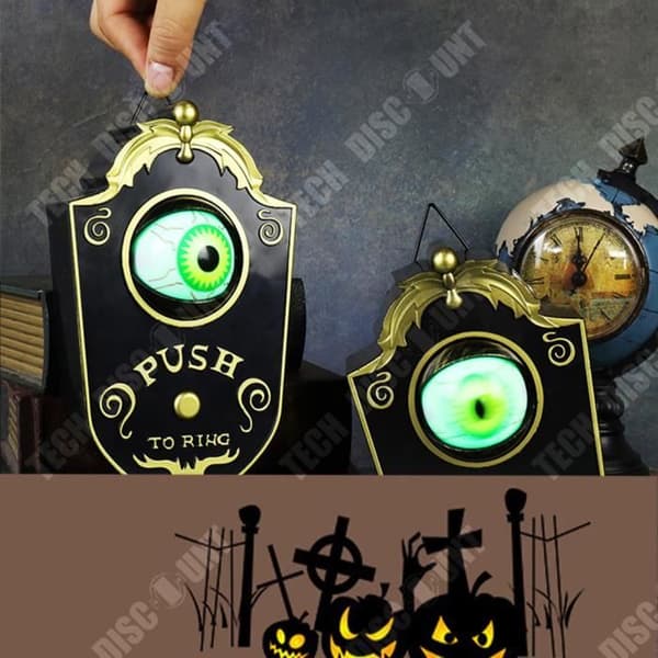 TD® Halloween enögd elektrisk dörrklocka, ljus- och ljuddekoration, ögonglobsdörrklocka, bar, hemligt rum