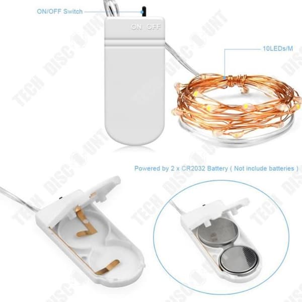 TD® LED Strängljus Koppartråd Ljus CR2032 Knapp Batterilåda Koppartråd Julbelysning Dekorativa ljus
