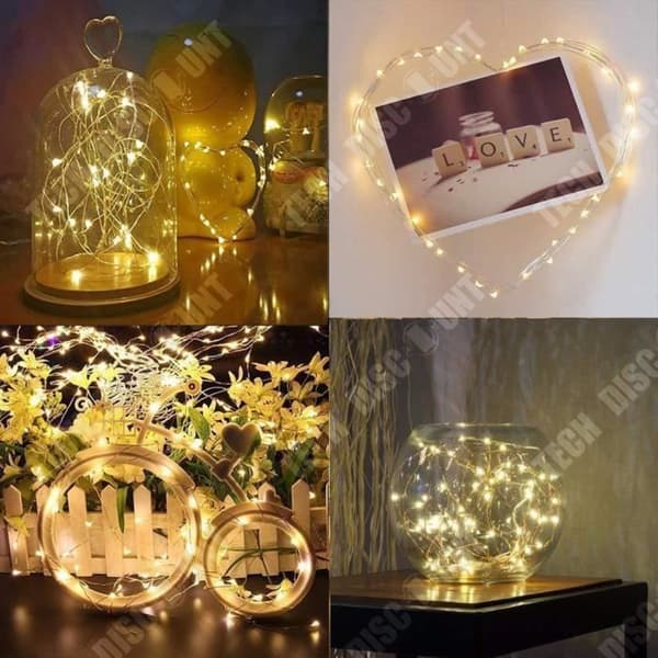 TD®-paket med 4 LED-slingor, vattentät batteridriven 100 lysdioder 10M, för bröllop Home Garden Christmas, (Rosa)
